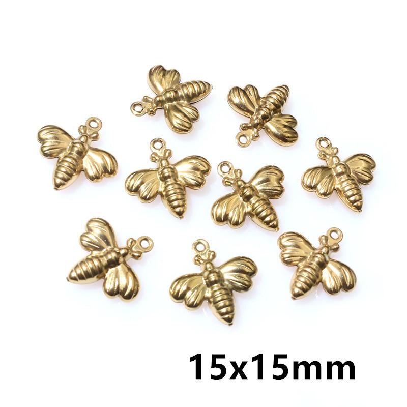 20pcs Stainless Steel Animal Charms Fish Turtle Bee Bear Pendants Crafts for Necklace Bracelet Earrings DIY Jewelry Accessories