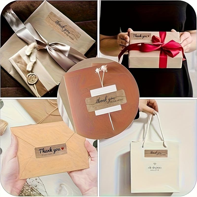 Brown Kraft Paper Thank You Stickers with English "Thank You" Labels - Bulk Packaging for Business, Receipts, Invoices & Customer Appreciation