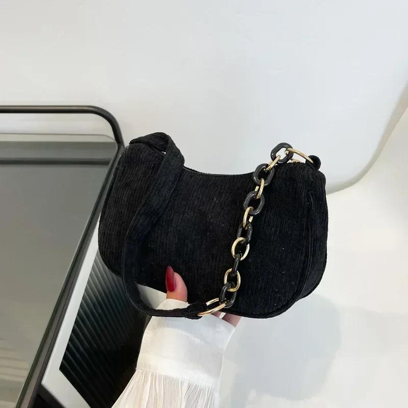 

1 шт., модные винтажные женские сумки, вельветовая сумка подмышки, повседневные женские сумки на плечо, однотонная женская сумка на молнии, клатч