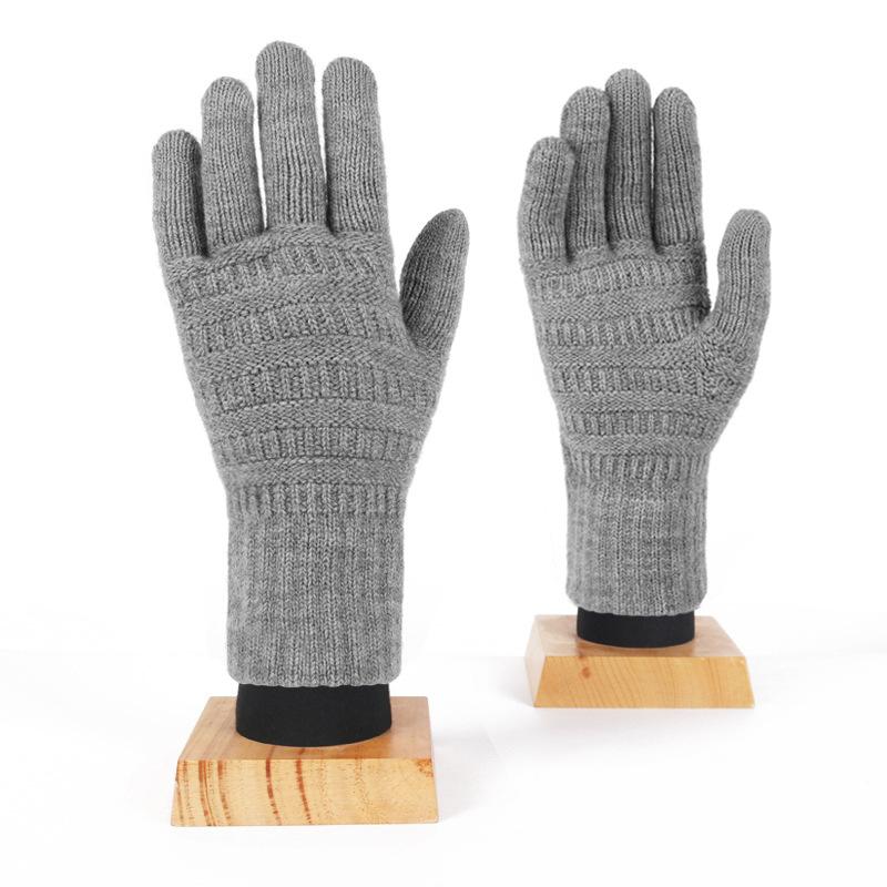 Hot-selling Adult Winter Gloves Women's Double-sided Jacquard Brushed Knitted Thermal Fleece Cycling Gloves Men