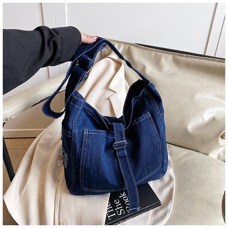 2025 Vintage Denim Crossbody Shoulder Bag - Trendy, Large Capacity, Casual Versatile Tote for Women