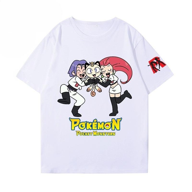 Hot Anime Pokémon Psyduck Creative Team Rocket Printed New T-Shirt Men Women's Street Harajuku Loose Casual Short Sleeve Top