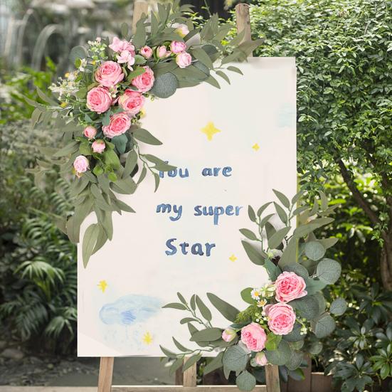 Yousheng 2Pcs Artificial Flowers Vivid Anti-fade No Wither Faux Silk Flower Wedding Welcome Simulated Flower Wedding Supplies