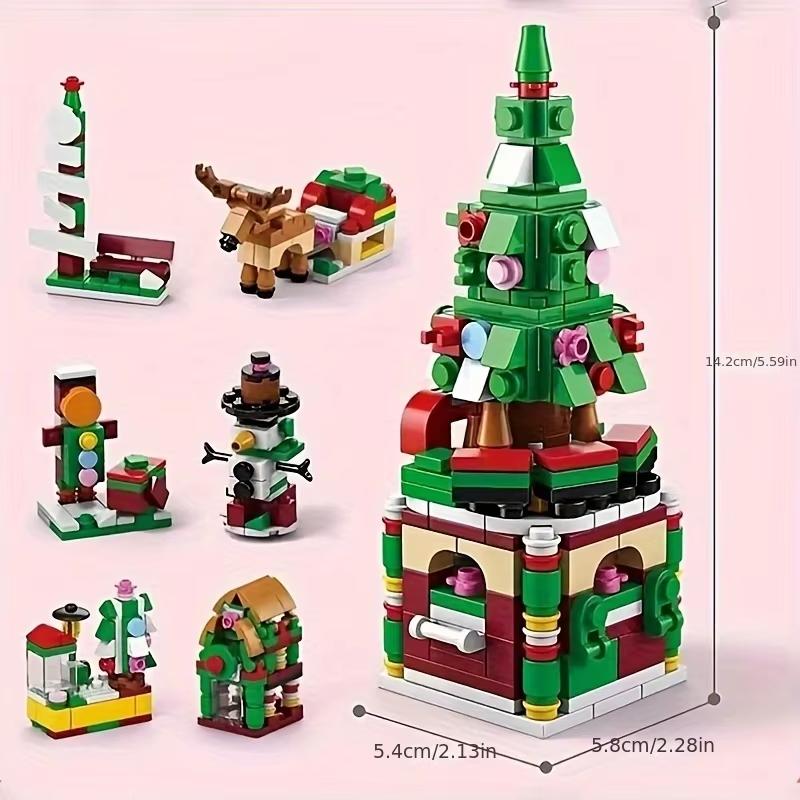 Weihnachtsgeschenk für Jungen Mädchen Baustein Spielzeug 6 in 1 Zug Elch Weihnachtsbaum Geschenk Schmuckstück Modell 2026 Weihnachtsdekoration