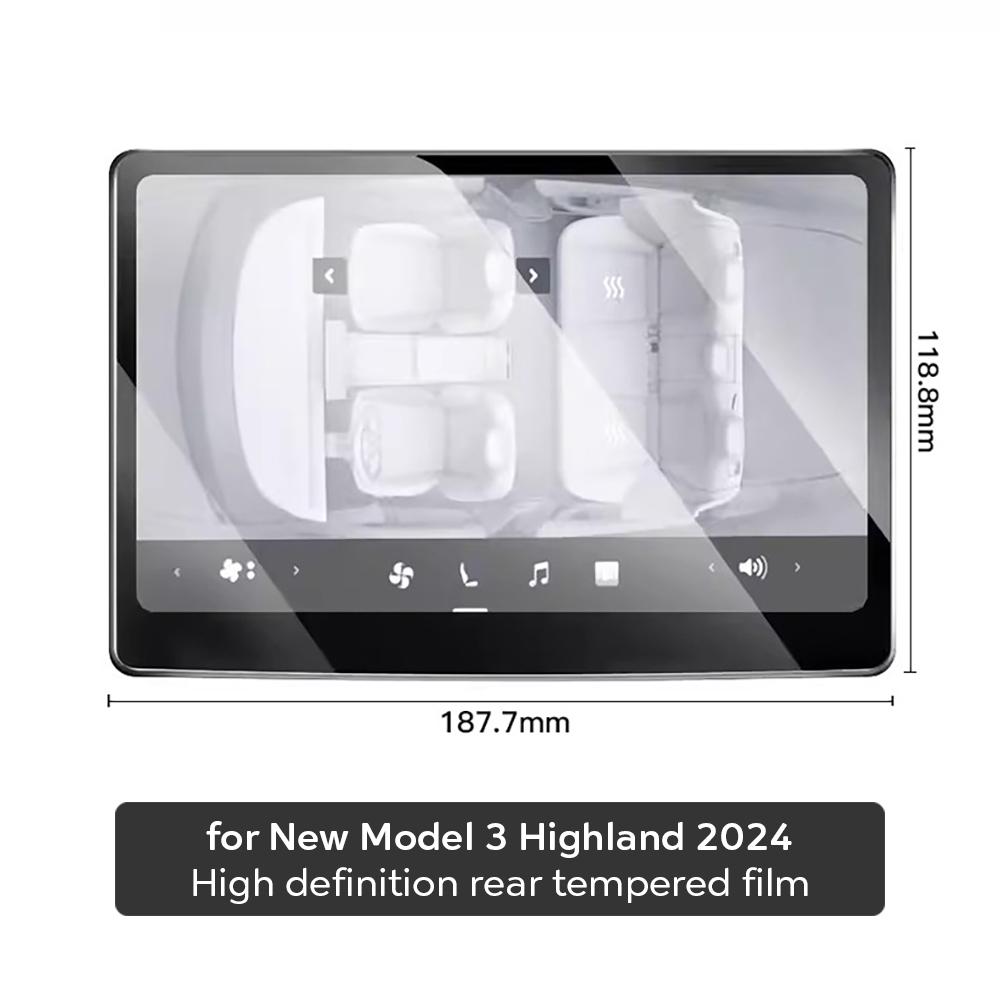 

Tempered Glass Film Screen Protector for Tesla Model Y Juniper Launch 2025 Model 3 Highland 24 Rear Row Center Control Touch