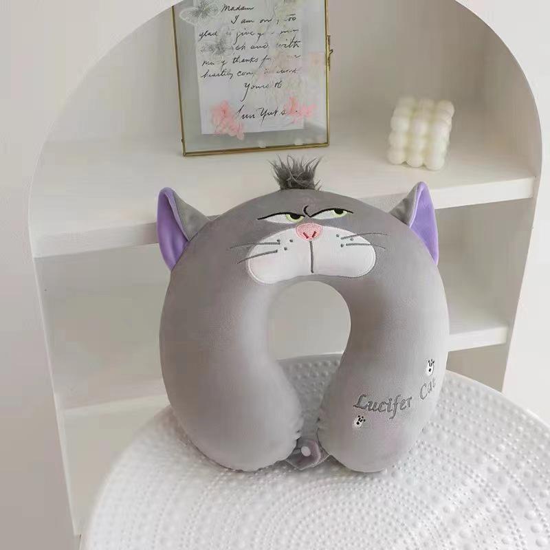 Customizable Cartoon Embroidery U-Shaped Memory Foam Neck Pillow for Travel & Home