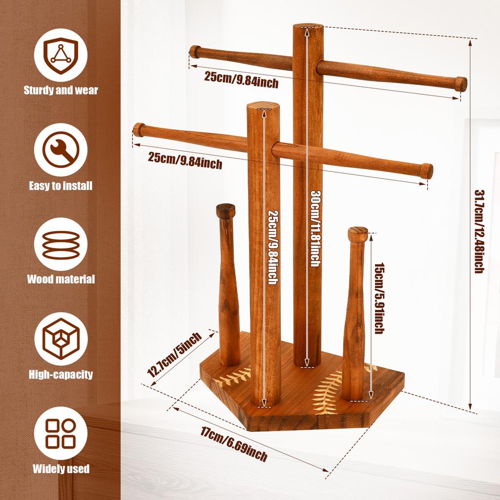 Baseball Ring Holder 2 Layer Wooden Softball Drip Necklace Display Organizer Championship Stacked Ring Stand Present for Player