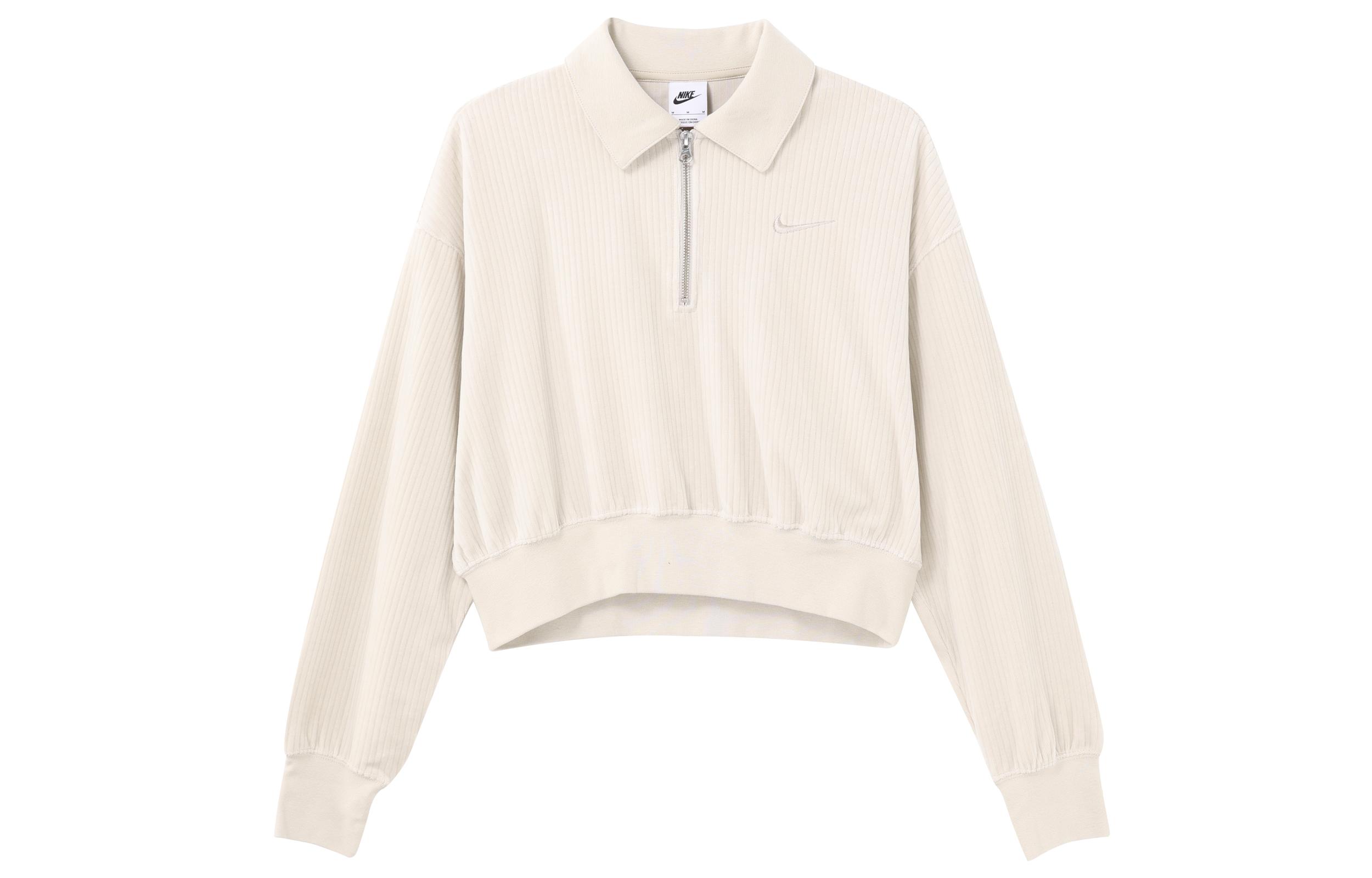 Nike Sweatshirts Women s Ecru Lapel Moderate Other DQ5939-104 L