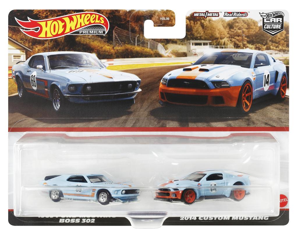 Hot Wheels Premium 2er-Pack 1969 Ford Mustang BOSS 302 2014 Custom Mustang Jahre alt und HKF58 / [3 up]