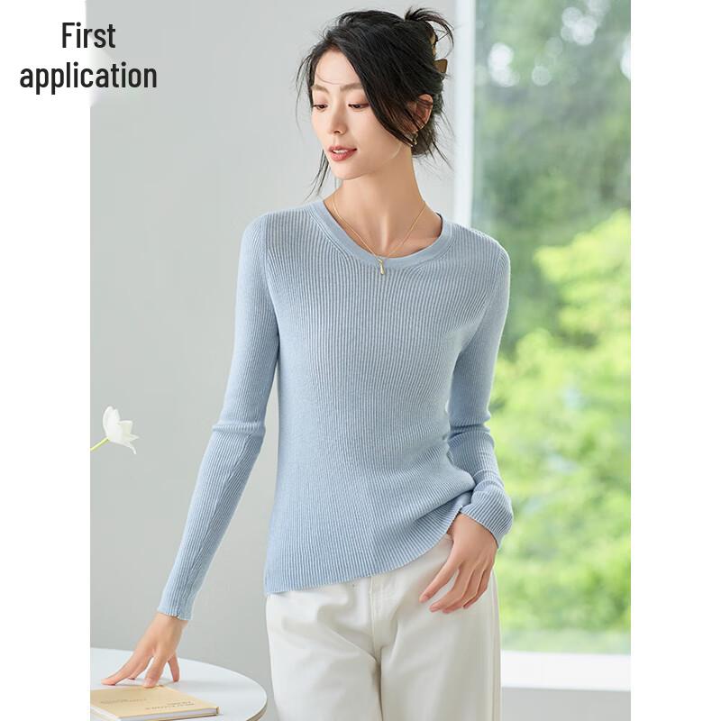 Chushen Maillard Women's Round Neck Wool Blend Sweater