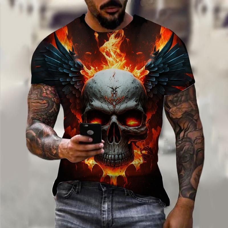 High-Definition 3D Print Unisex Casual T-Shirt, Comfortable Round Neck, Elastic Polyester Knit Fabric, Quick-Drying Summer Top for Outdoor Sports