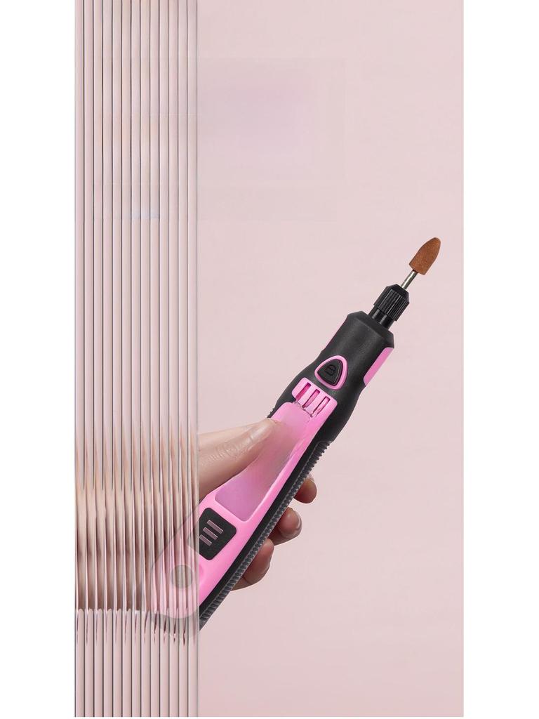 Mini stylo de gravure électrique rose rechargeable avec contrôle de vitesse et batterie au lithium pour le polissage et le meulage des ongles.