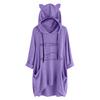 Women Casual Lying Cat Printed Long Sleeve Cat Ear Hooded Sweatshirt Pocket Tops