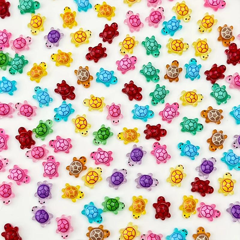 Eight Color Decorative Bead Decoration DIY Accessories Resin Accessories Handmade DIY Decoration 100Pcs Mini Luminous Turtle