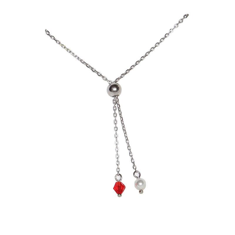 

Ожерелье в корейском стиле для девочек, красно-белое, двухцветное, с круглыми бусинами, регулируемое, для женщин