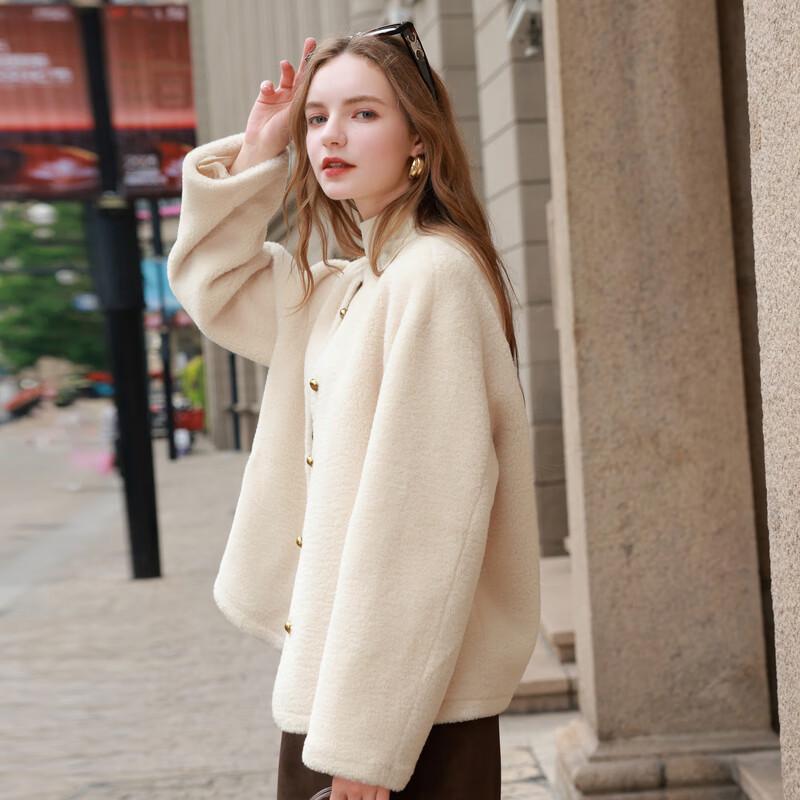 Sancai 2025 Winter Round Neck Faux Fur Jacket