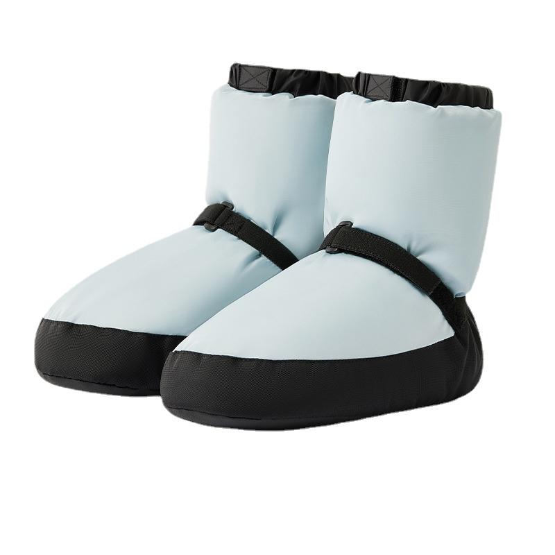 

Женские утепленные тапочки-ботинки для танцев с ремешком на липучке, исключительно теплая подошва из ПВХ, зимняя тренировочная обувь для тренировок S светло-синий
