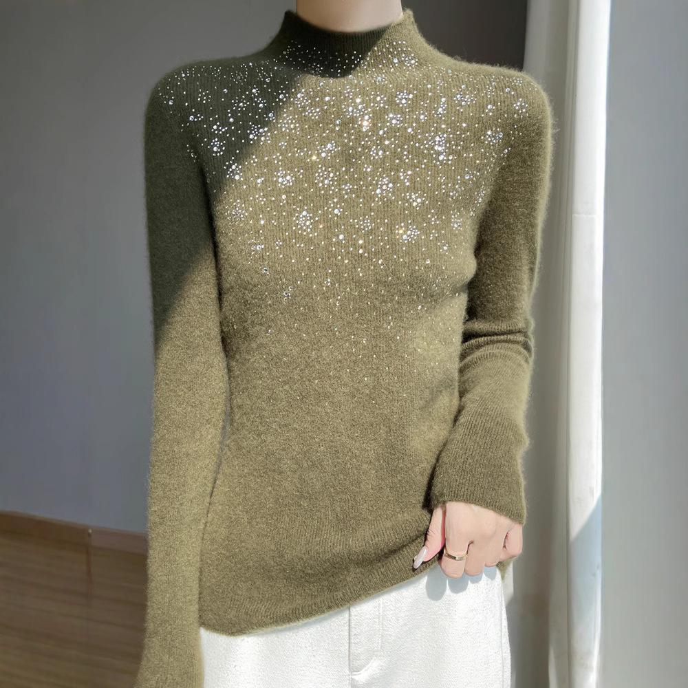 Autumn and Winter Seamless One Half-high Neck Women's Inner Slim Bottoming Knitwear