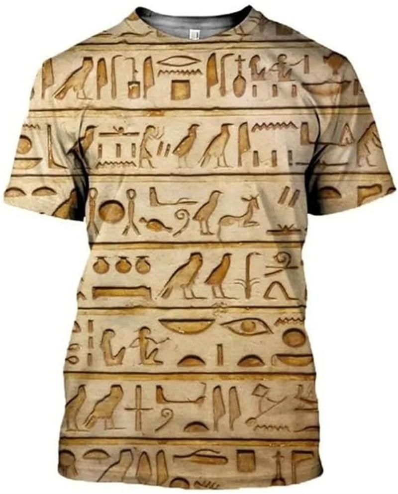 Vintage Altes Ägypten 3D Gedrucktes T-Shirt Herren Damen Sommer Lässig Kurzarm T-Shirts Mode Straße Rundhals Tee Tops