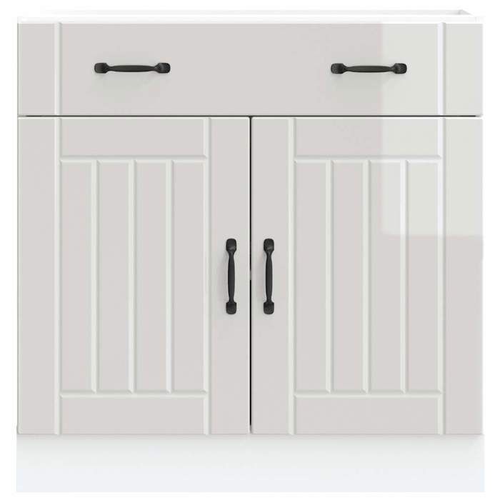VidaXL Kitchen Cabinet Lucca Glossy White Engineered Wood, Sink Cabinet, Kitchen Cabinet with Drawer, Cabinet 853739