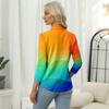 Haut T-shirt Décontracté pour Femme à Imprimé Floral, Col en V, Manches 3/4, Bouton Décoratif
