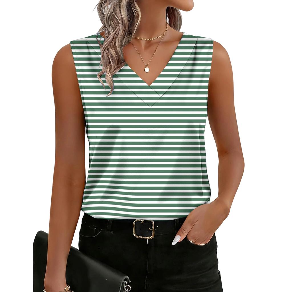 Women's Fashionable Casual Retro Striped Print Tank Top