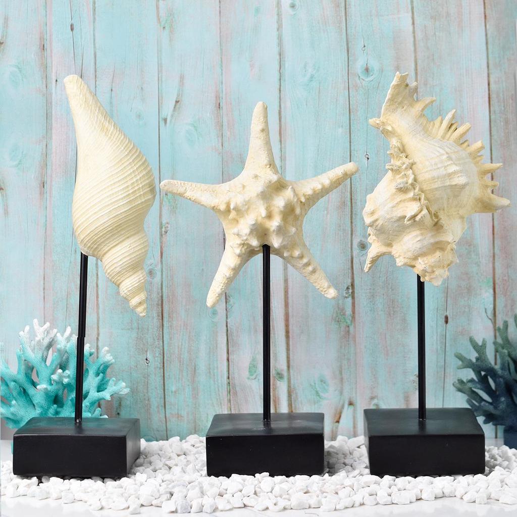Ocean-Themed Mediterranean Decorations: Starfish, Seahorse, and Conch for Living Room or Restaurant