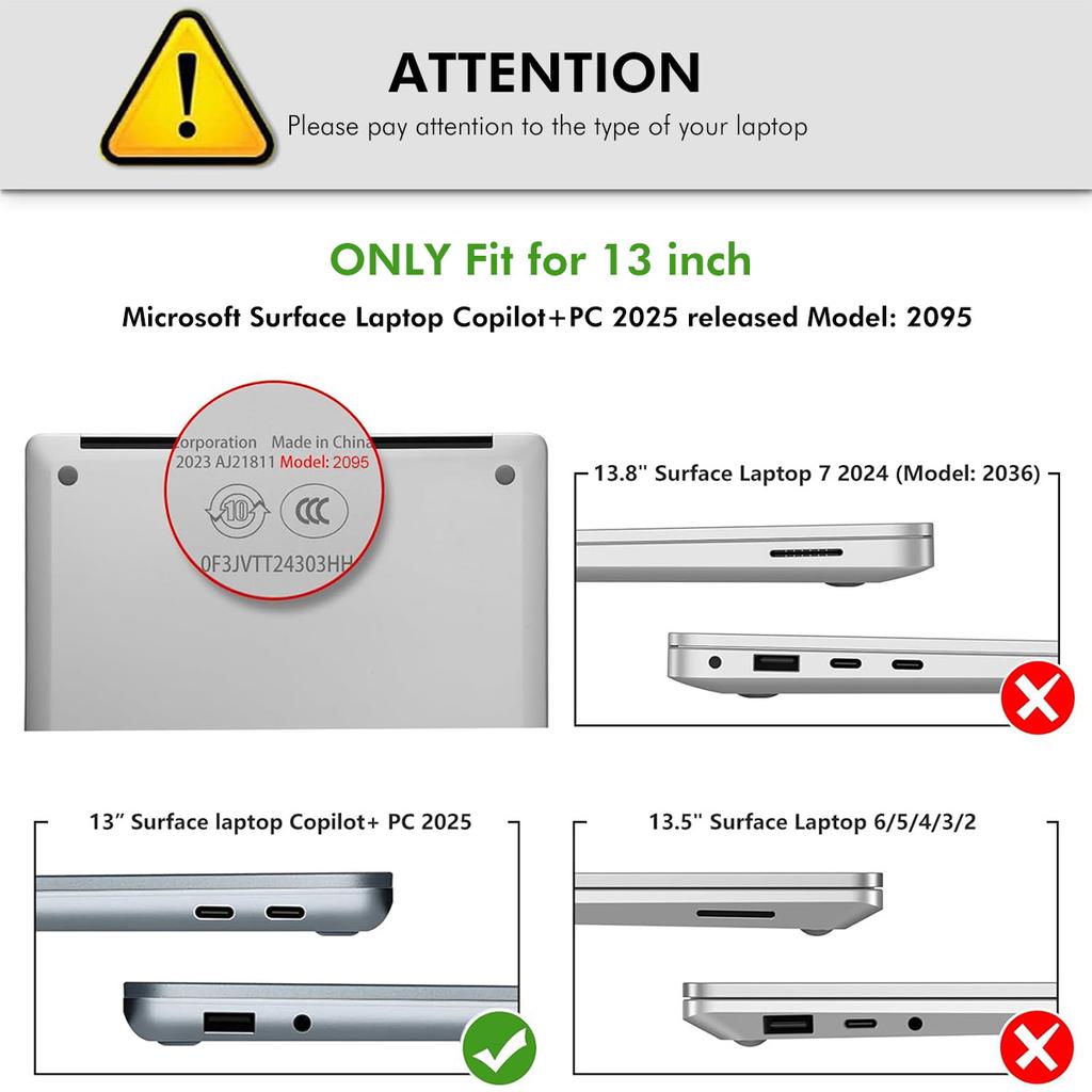 ENKAY HAT PRINCE Pro Microsoft Surface Laptop 13 (2095) Křišťálový kryt na notebook Pevný PC Anti Scratch Nárazuvzdorný kryt