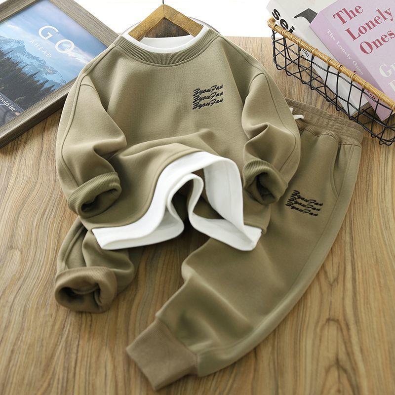 Boys' Spring Suits, Children's Sportswear, Fashionable and Handsome Fake Two-piece Sweaters, Two-piece Pants