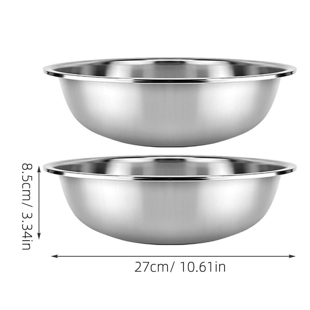 2Pcs Stainless Steel Household Washing Basin Extra Large Round Vegetable Basin Thick Edge Safe Smooth Rim Salad Mixing Bowl