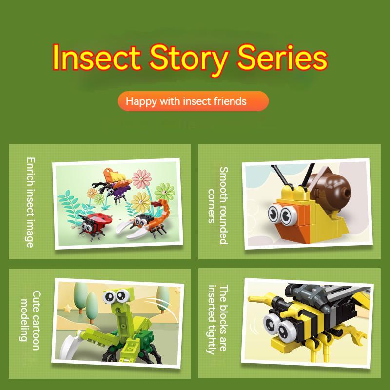Mini Insect Series Building Block Ladybug Dragonfly Butterfly Snail Wasp Mantis Beetle Bricks Toys Christmas Gifts For Children