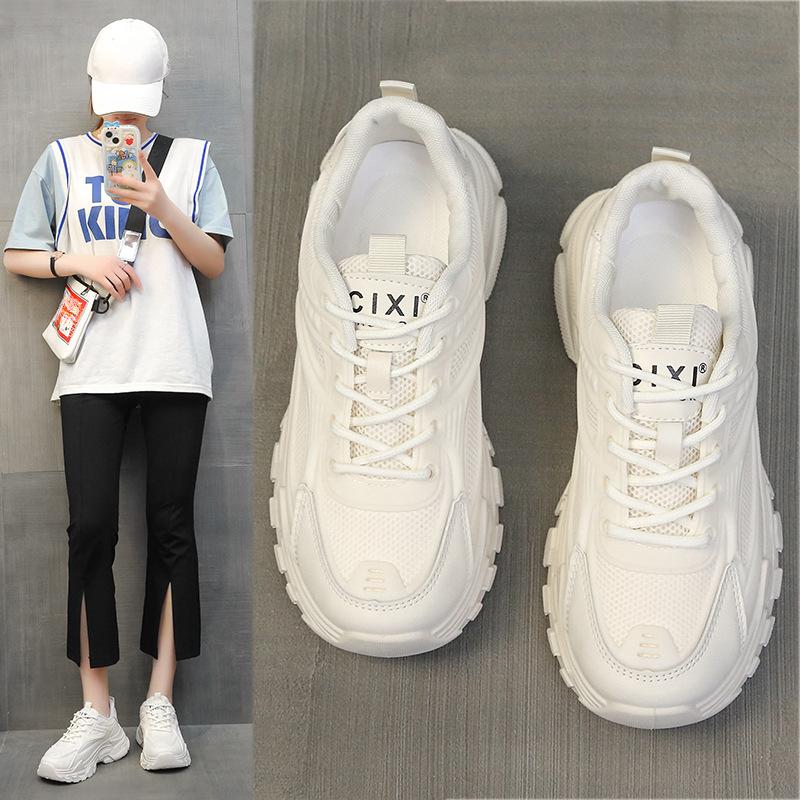 Platform Dad Shoes Women's New Height Increasing White Leisure Sports Spring and Autumn Spring All-Matching and Lightweight Hot