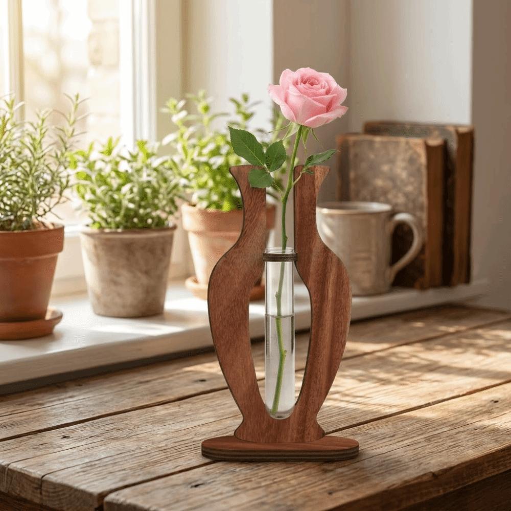 Holzständer Hydrokultur-Vase Bruchsichere Hydrokultur-Pflanzenvase Einfache Transparente Vase Heimdekoration