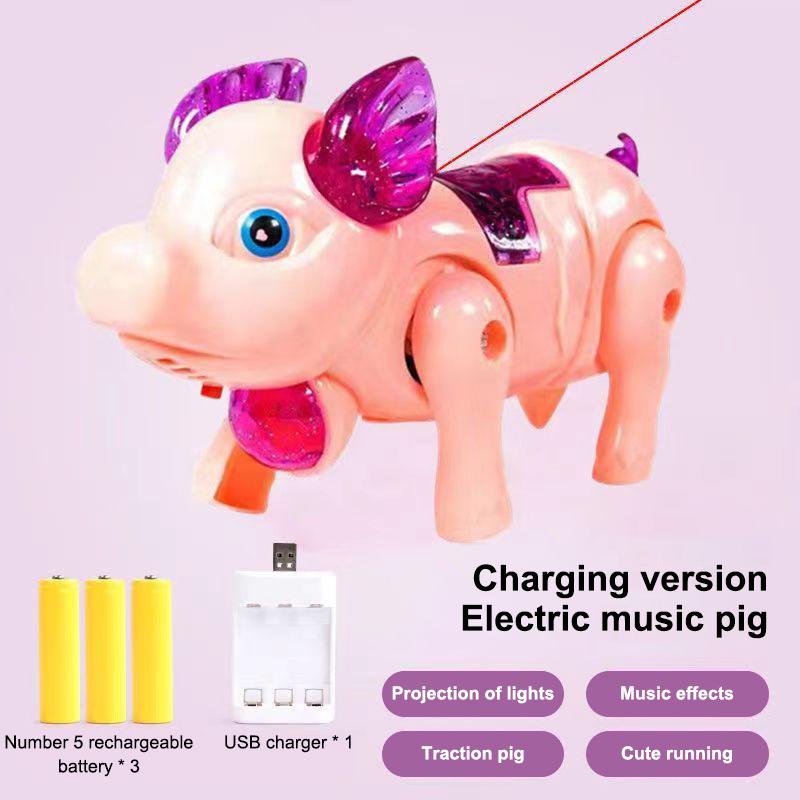New Pink Color Electric Walking Pig Toy With Light Musical Kids Funny Electronics Toy Children Birthday Gift Toys