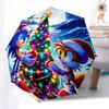 1pc Sonic the Hedgehog Automatic Opening Closing Umbrella, Portable 3-Fold Design, 8-Bone Iron Frame Outdoor Umbrella, Ideal Gift for Fans, Travelers,
