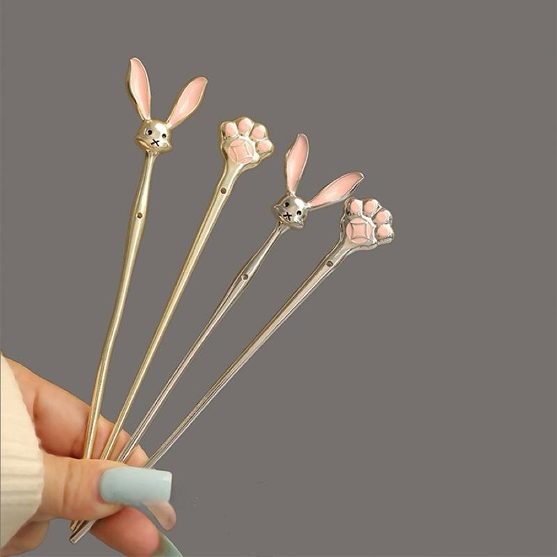 Cute and Playful Cartoon Rabbit Kitten Paw Metal Girl Ladies' Hairpin Banquet Party Performance Hair Hairpin Versatile Headwear