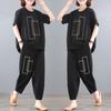 Fat Mm55.5kg Plus Fat Plus Size Sports and Leisure Suit Women's Summer Clothes Mother Cover Belly Loose and Thin Two-piece Set