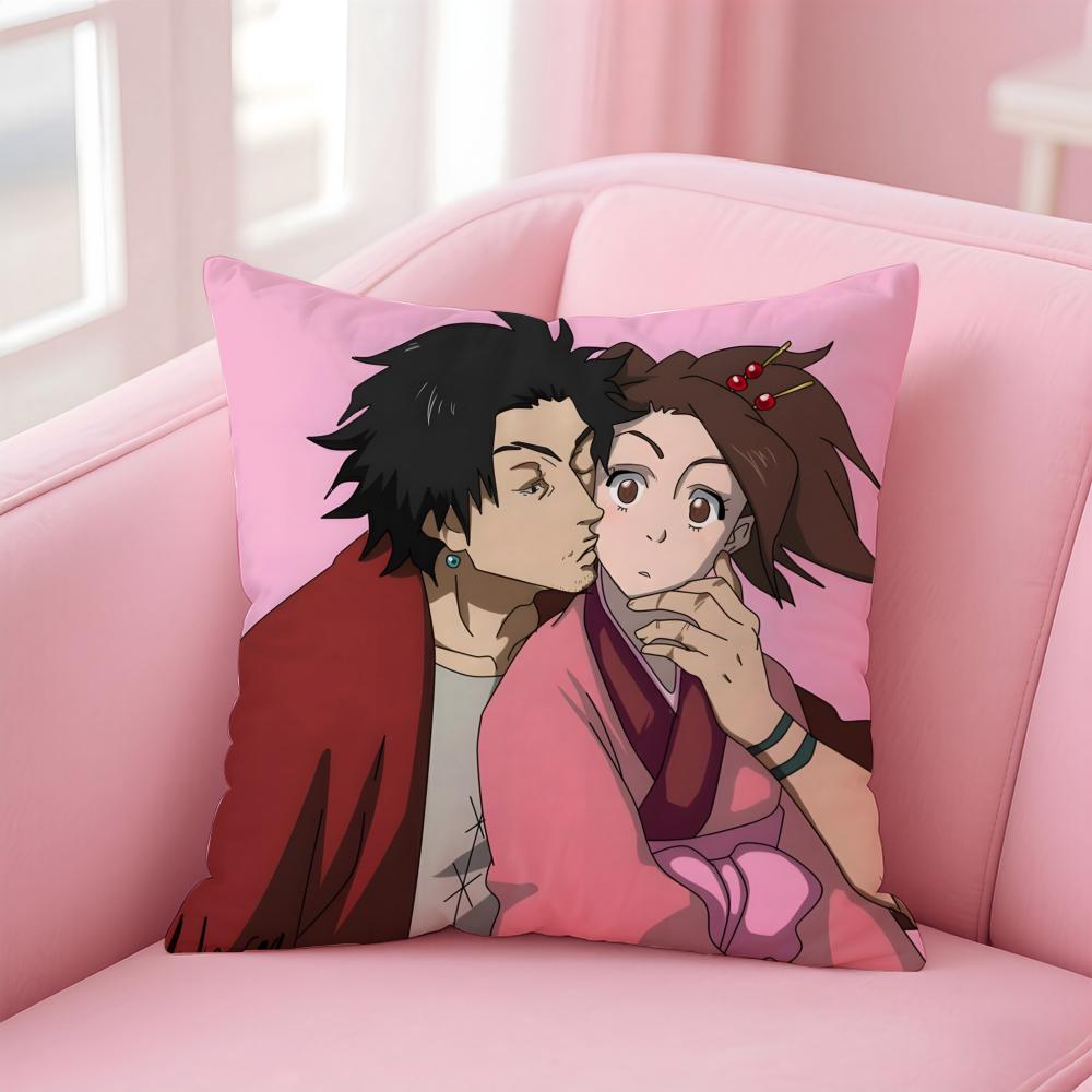 Anime SSamurai CChamploo Cushion Cover Pillowcase Short Plush Invisible zipper Room Sofa Cushion Cover