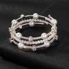 Multilayer Wrapped Elastic Bracelet 3 Rows Rhinestone Pearl Bracelet Bride Full Diamond Bracelet Women