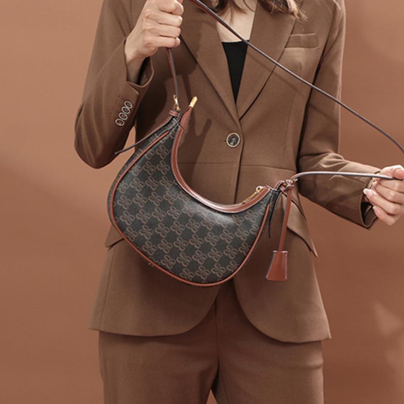 Classic Print Shoulder Crossbody Bags Casual PU Leather Hobo Underarm Bags Luxury Women's Clutch Bags Fashion Female Handbags