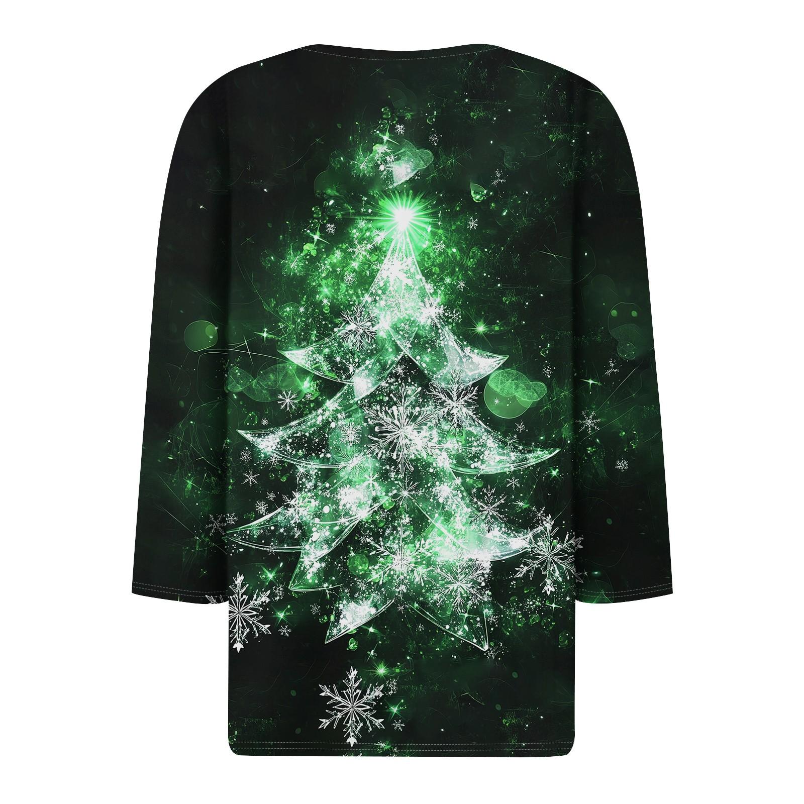 Жен. Футболка Футболка С принтом Пуговицы Рукав 3/4 Повседневные Выходные Мода — фото 4