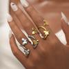 Exquisite Stainless Steel Butterfly Rings Women Irregular Open Rings Simple No Fade Party Holiday Daily Wear Jewelry Accessories
