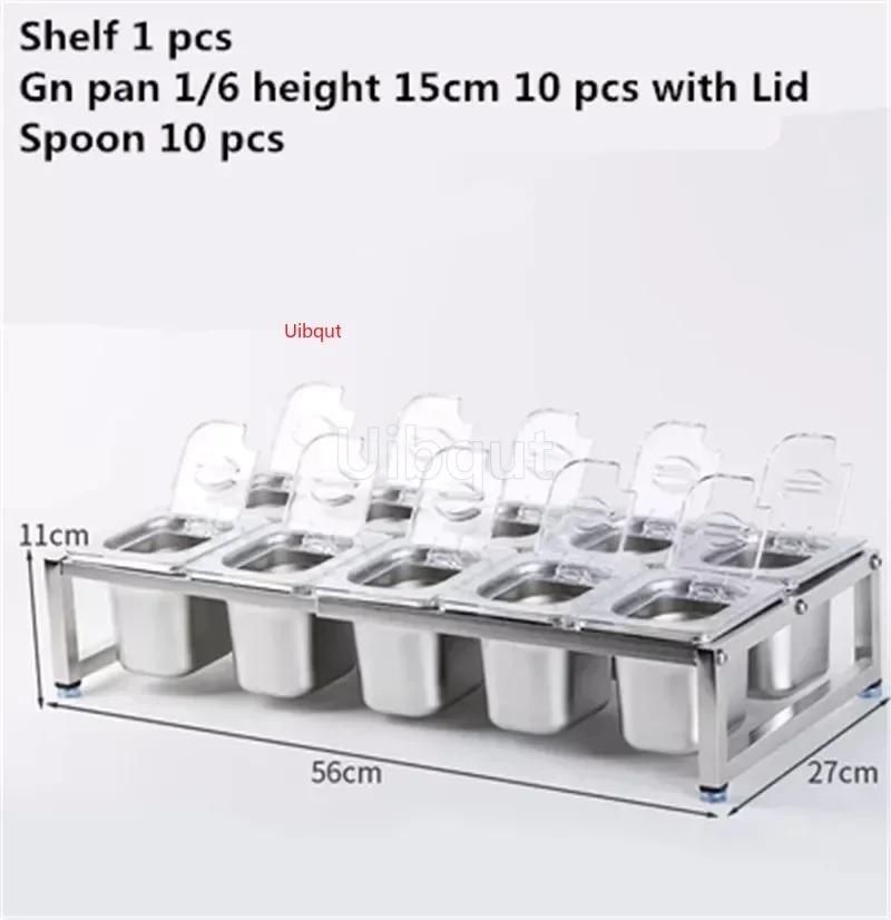 Stainless Steel Transparent GN Pans Visible Food Exhibition Plate Basin Tray Milk Tea Shop Basin Container Storage Box with Rack