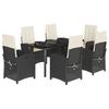 Vidaxl 7-Cz. Garden Furniture Set With Cushions, Black, Poly Rattan