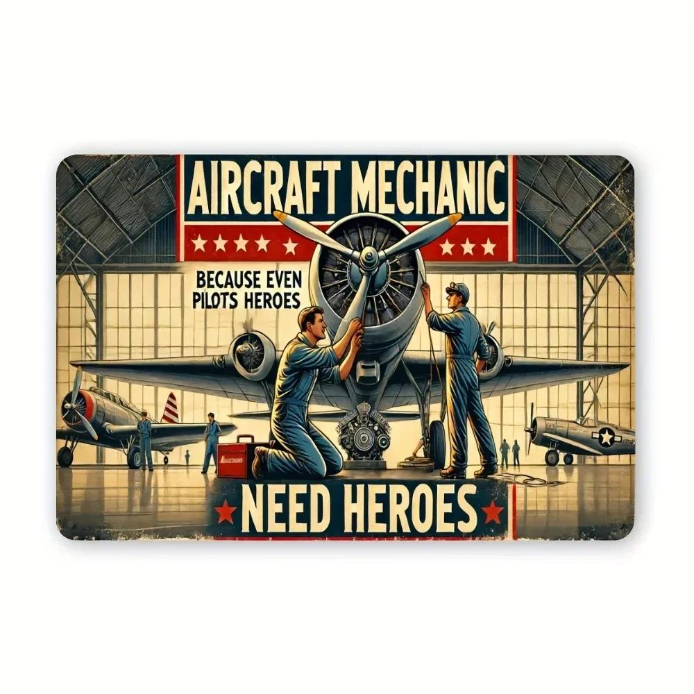 "AeroGuardian Pro: Vintage Aircraft Mechanic Aluminum Plaque | Military Aviation Wall Art for Hangars & Maintenance Bays"