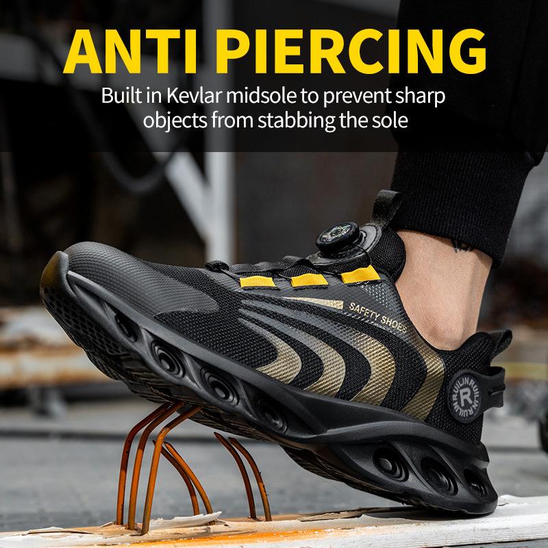 Rotating Button New Safety Shoes Men Anti-smash Anti-puncture Work Shoes Fashion Men Sport Shoes Security Protective Boots Men