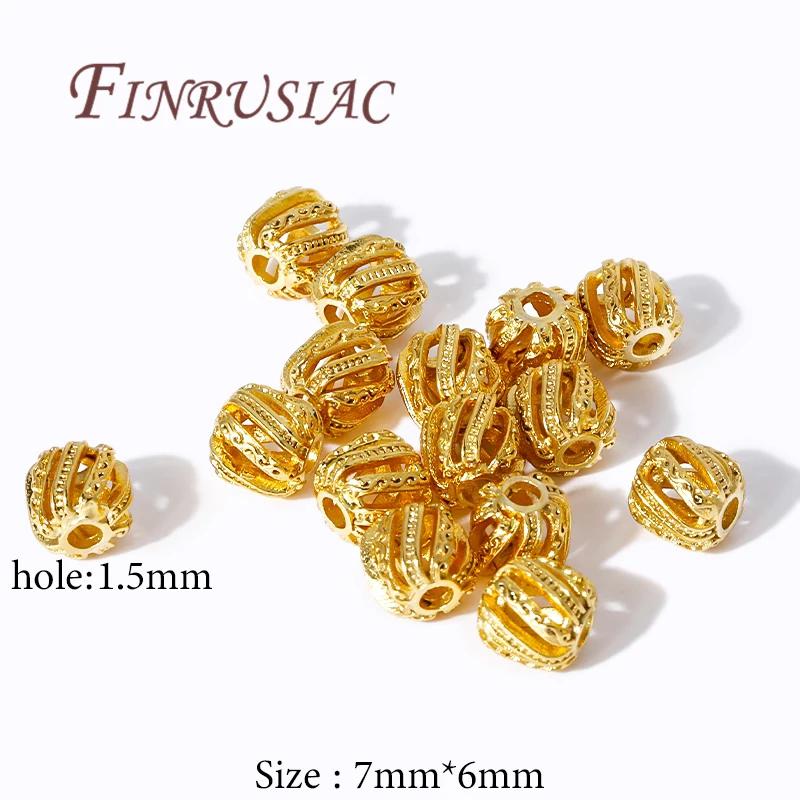 18K Gold Plated Metal Bead Separators For Bracelets,Weave Pattern Beads,Spacer Beads For Jewelry Making DIY Accessories