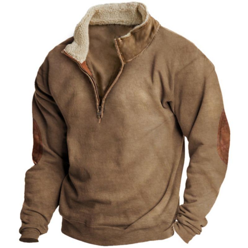 Large Size Autumn Popular New Men s Retro Casual Zipper Stand Collar Sports Sweatshirt S