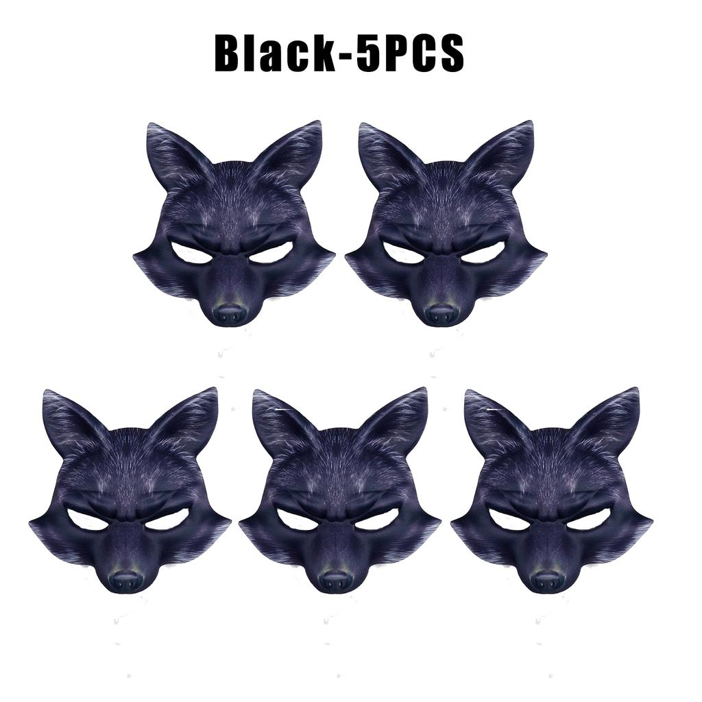 Breathable EVA Fox Half Mask Halloween Animal Cosplay Prop White Fur Effect Party Masquerade Lightweight Face Cover