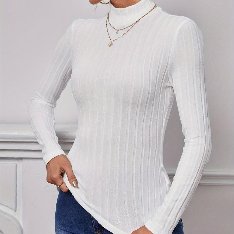 Damen Neuer Schlichter Weißer Slim Strick Winter Innen Der Hochwertige Sinn von Rollkragen Top Dünner Pullover
